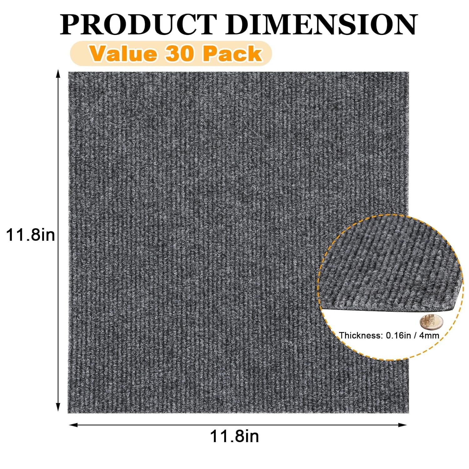 30 Pack Peel and Stick Self Adhesive 12×12 Carpet Tiles for Baseboards
