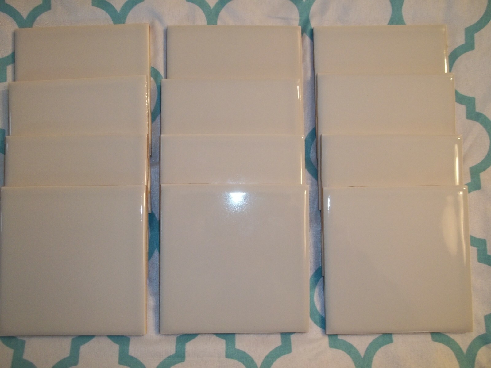 Vtg Lot of 12 1950’s Stylon Glossy Ceramic Light Gray Bathroom Wall Tiles 4 1/4″