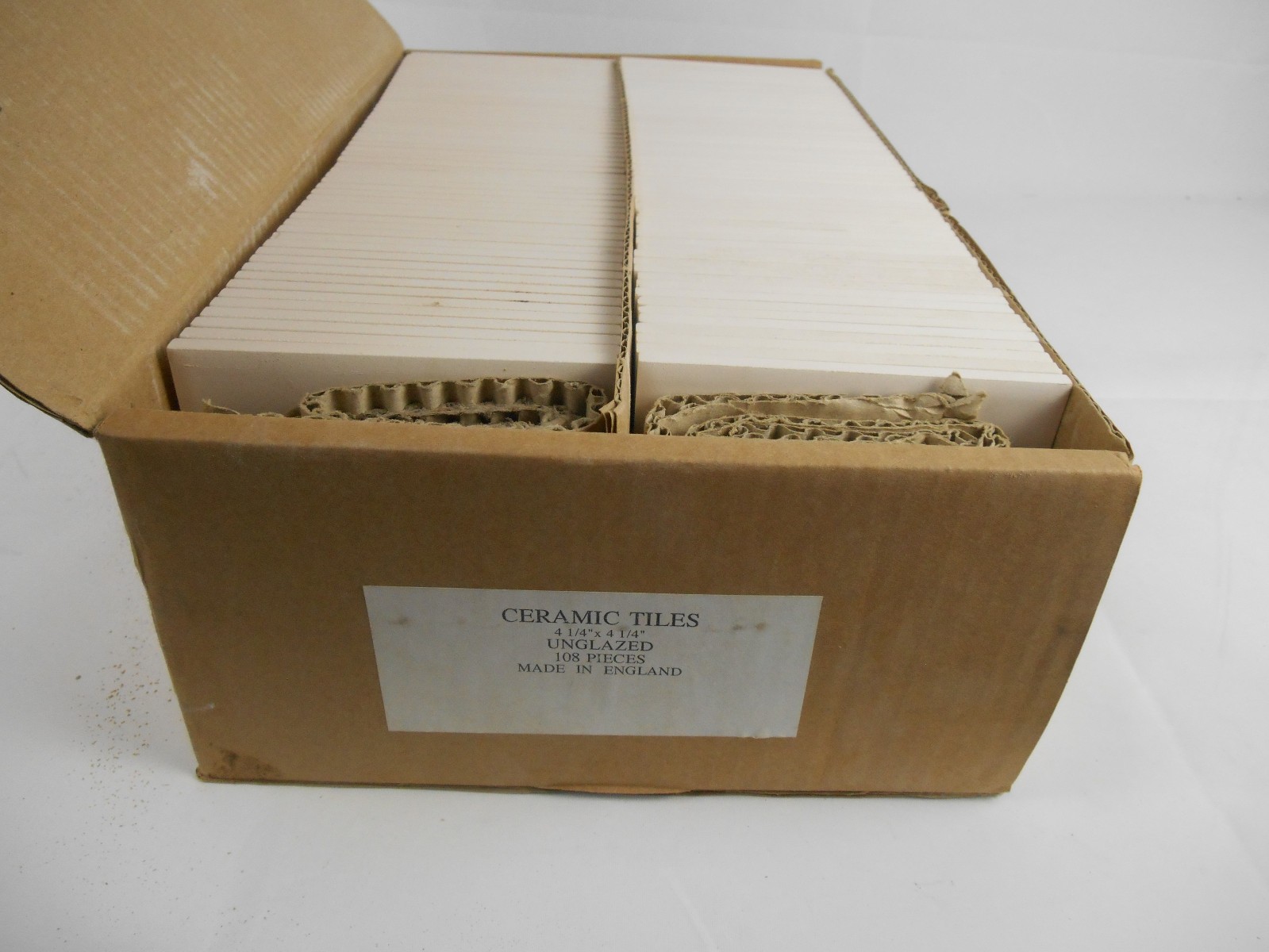 Case of 108 H&L Smith 4-1/4″x4-1/4″ Unglazed Ceramic Tiles NOS
