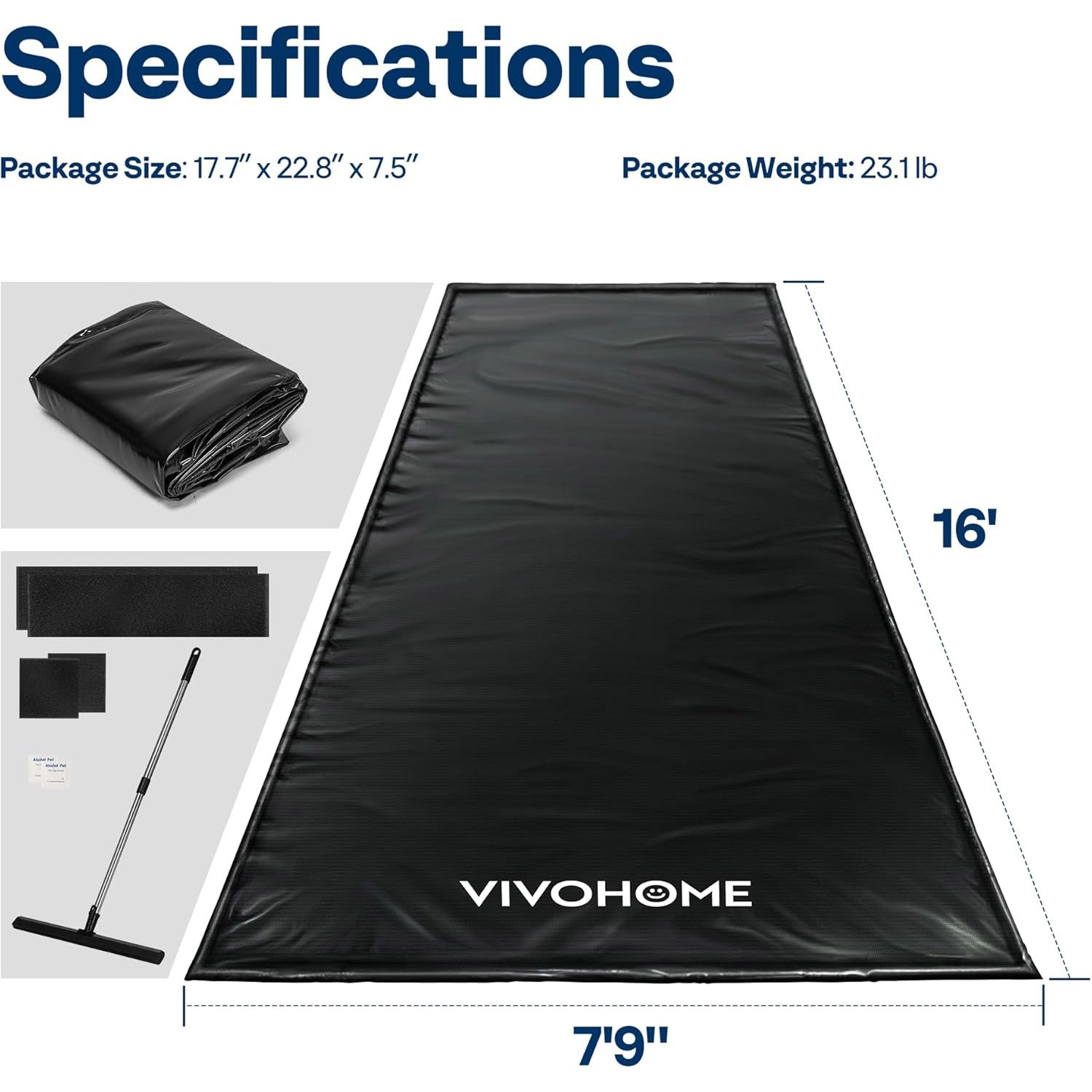 Containment Mat (7’9″ x 16′) w/ Stay Put Corner Garage Floor Mats Raised Edge