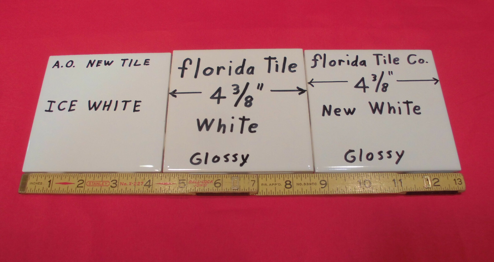 1 pc. 4-3/8″ #1 Glossy White Ceramic Wall Tile by florida tile Co. New Old Stock