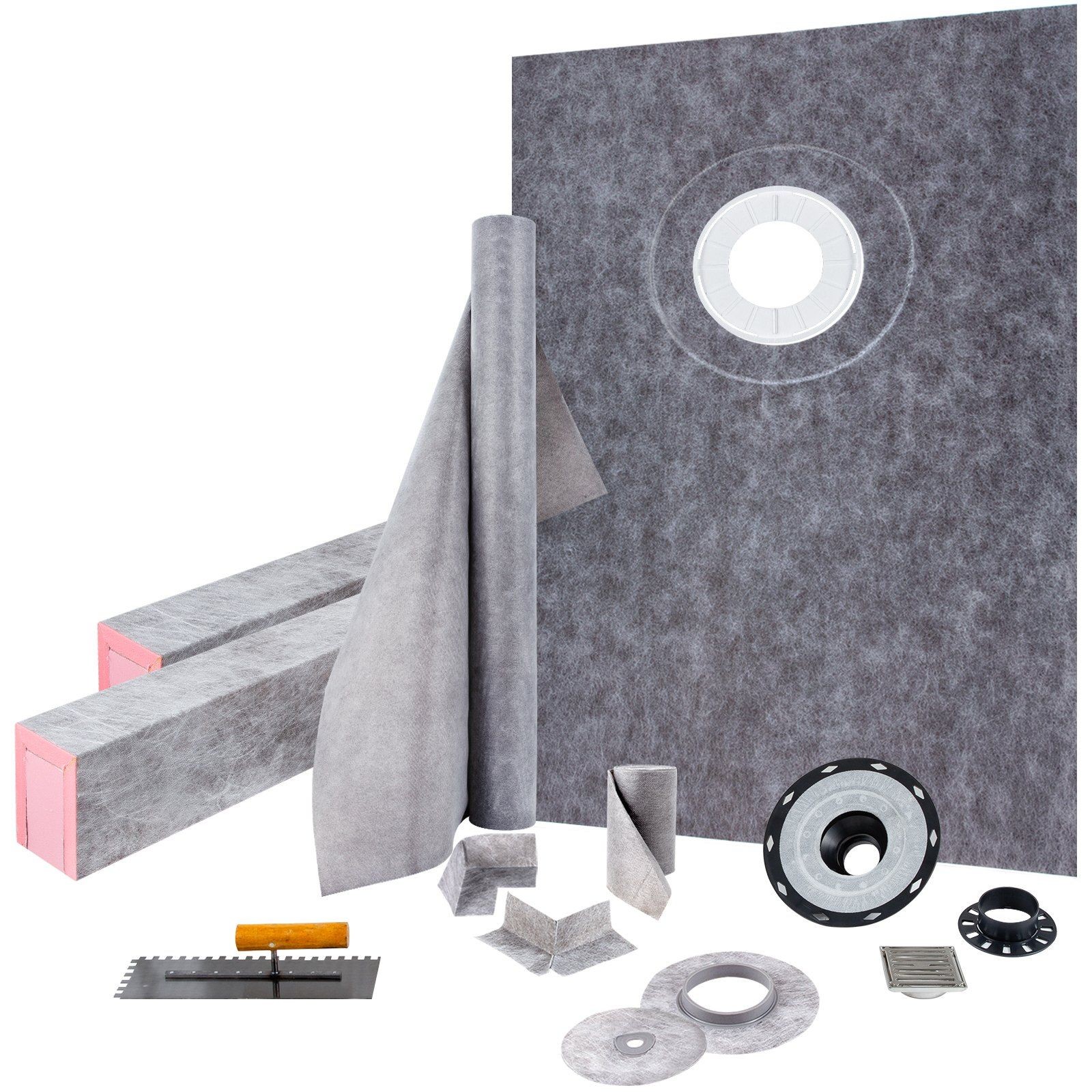 Durable Shower System 38x60in 4in PVC Flange Stainless Grate Complete Kit