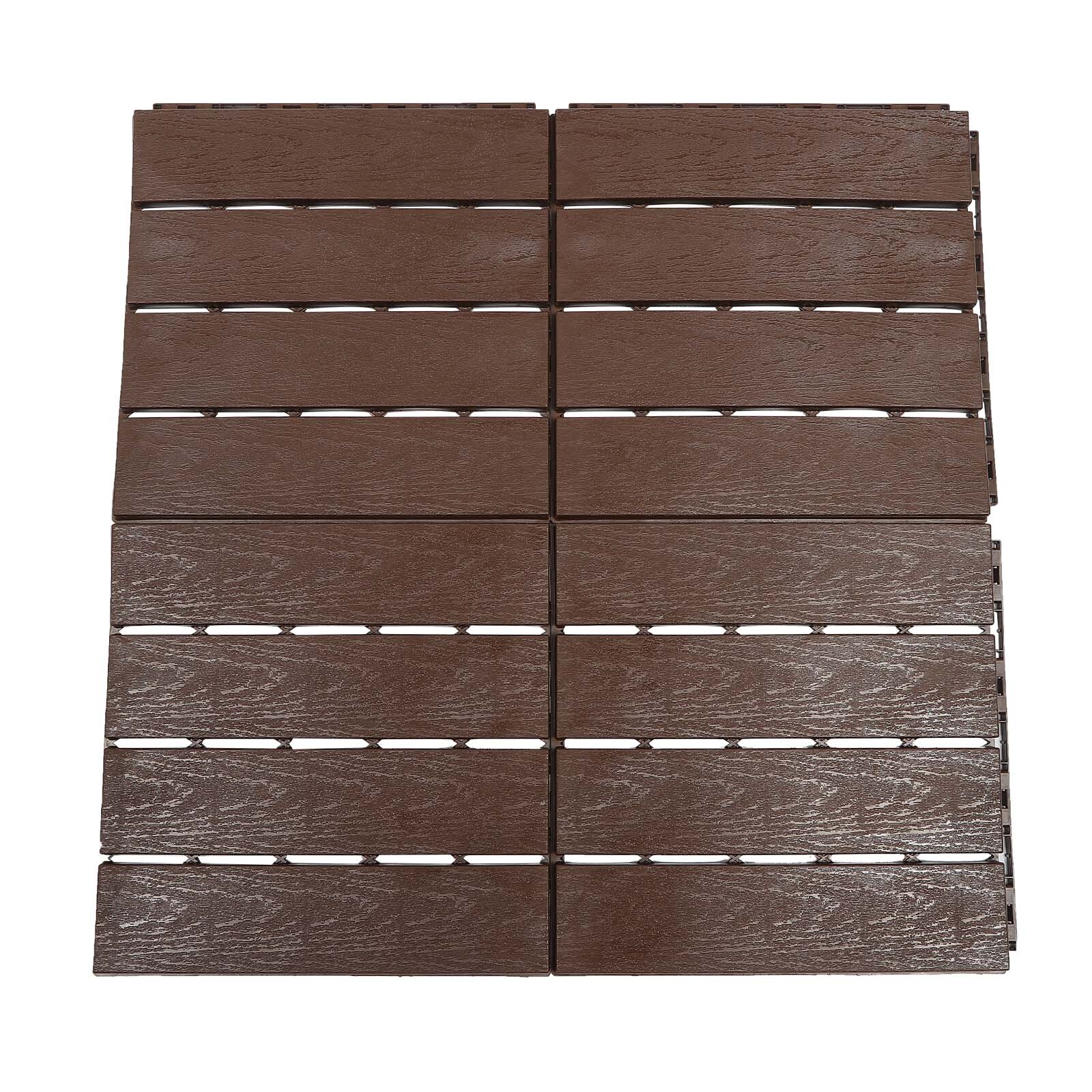 12Pcs Plastic Interlocking Deck Tiles 12×12 in Outdoor Patio Flooring Waterproof