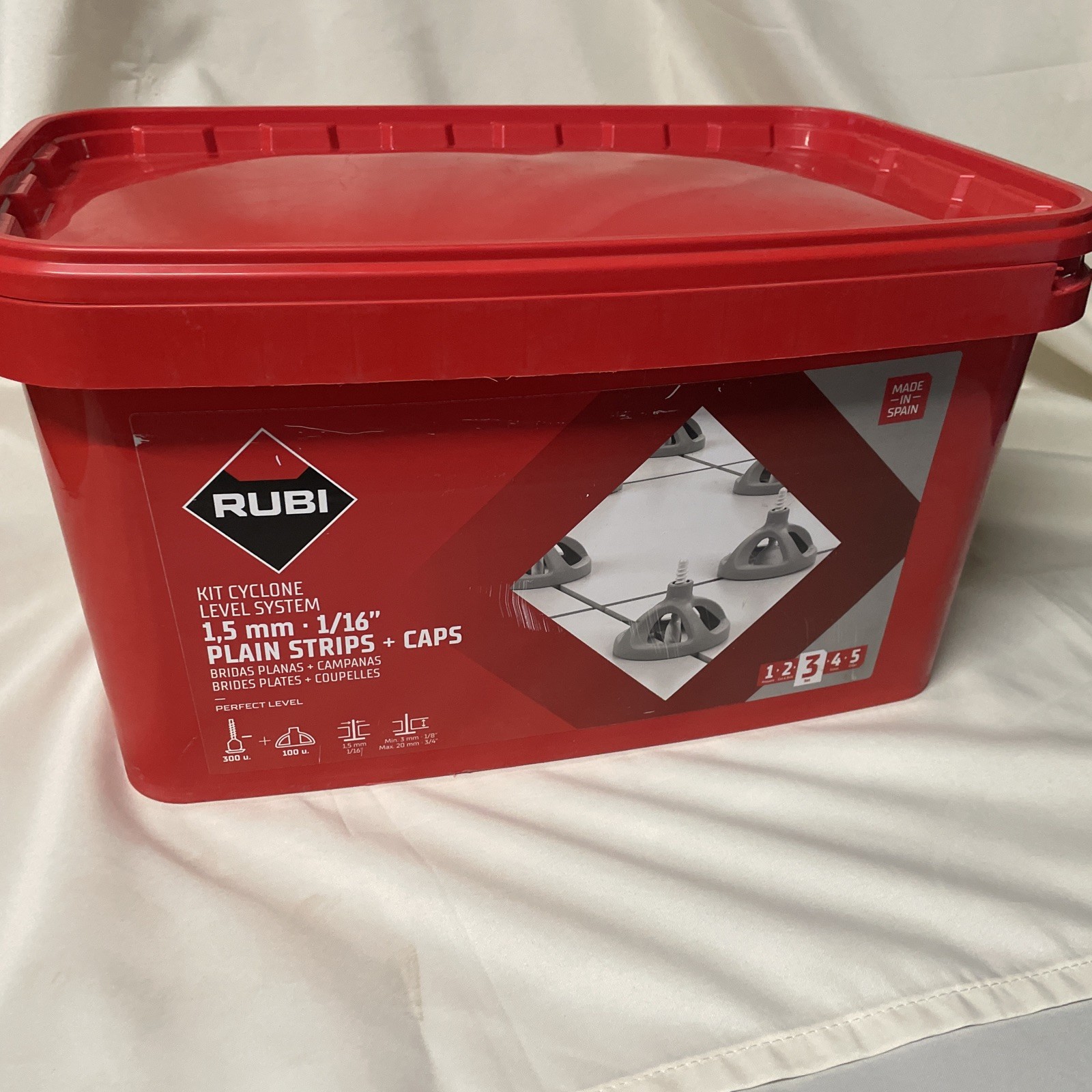 RUBI CYCLONE Floor Tile Level System Kit 400 pc (300 Clip, 100 1/16″ Cap 1.5mm)