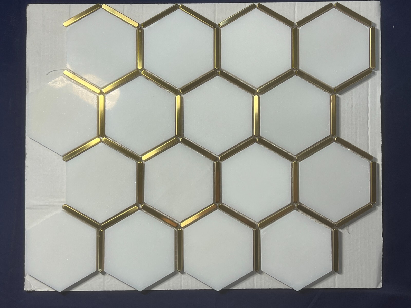 S8 Carrara White Golden Marble Hexagon Mosaic Tile Kitchen Bathroom Polished