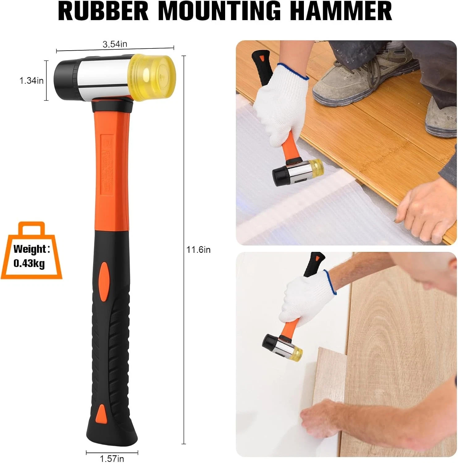 43-Piece Laminate Flooring Tools with Sturdy Double-Ended Hammer, Steel Return H