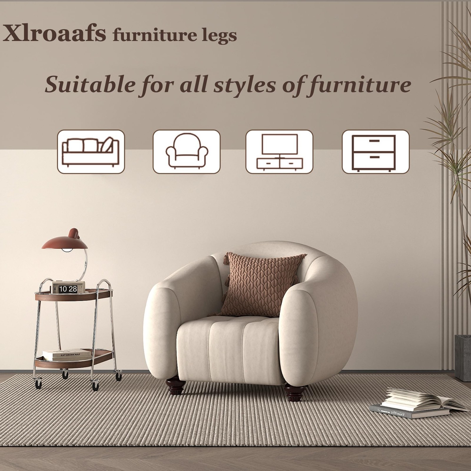 Wood Legs for Furniture Set of 4 Couch Legs 3 inch,Replacement Sofa Legs Wood…