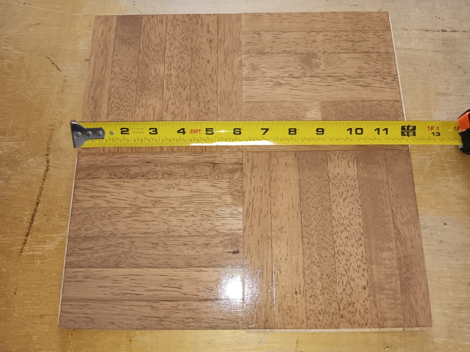 6-finger Parquet Solid Hevea Wood Floor Tiles 12 x 12 1/4″ Chestnut Color 6 SqFt