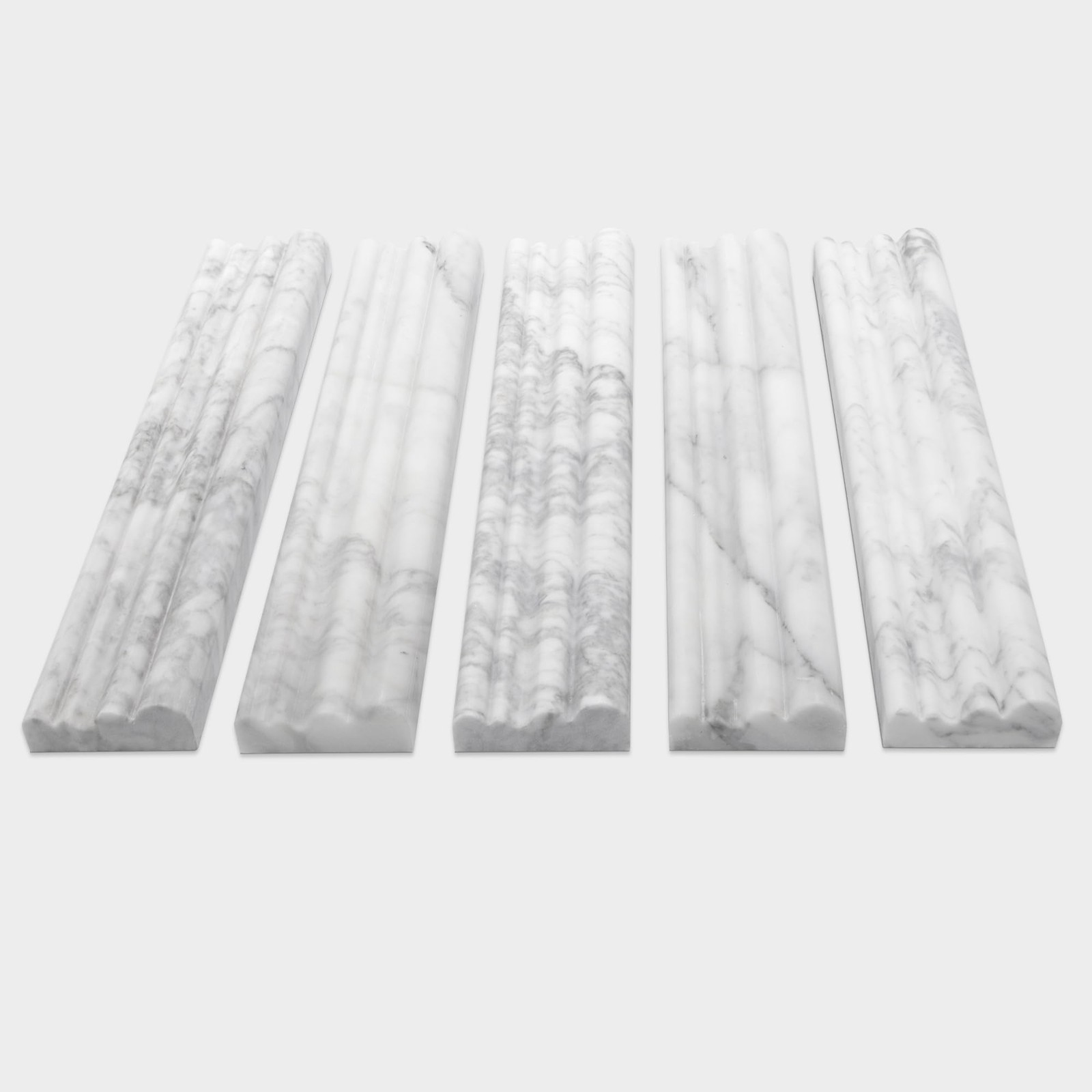 5-Pack Carrara White Marble Chair Rail Trim Molding, 2.5″ x 12″ Honed Natural…