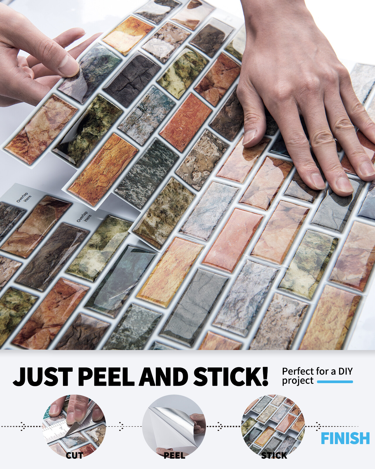 Art3d 10pack 12″ x 12″ Peel and Stick Tile Vinyl Sticker for Kitchen Backsplash