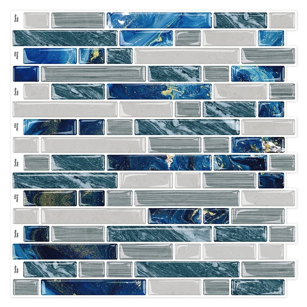 Azulejos Adhesivos Color Azul Para Cocina Y Bano Pack De 10 Calidad Pro