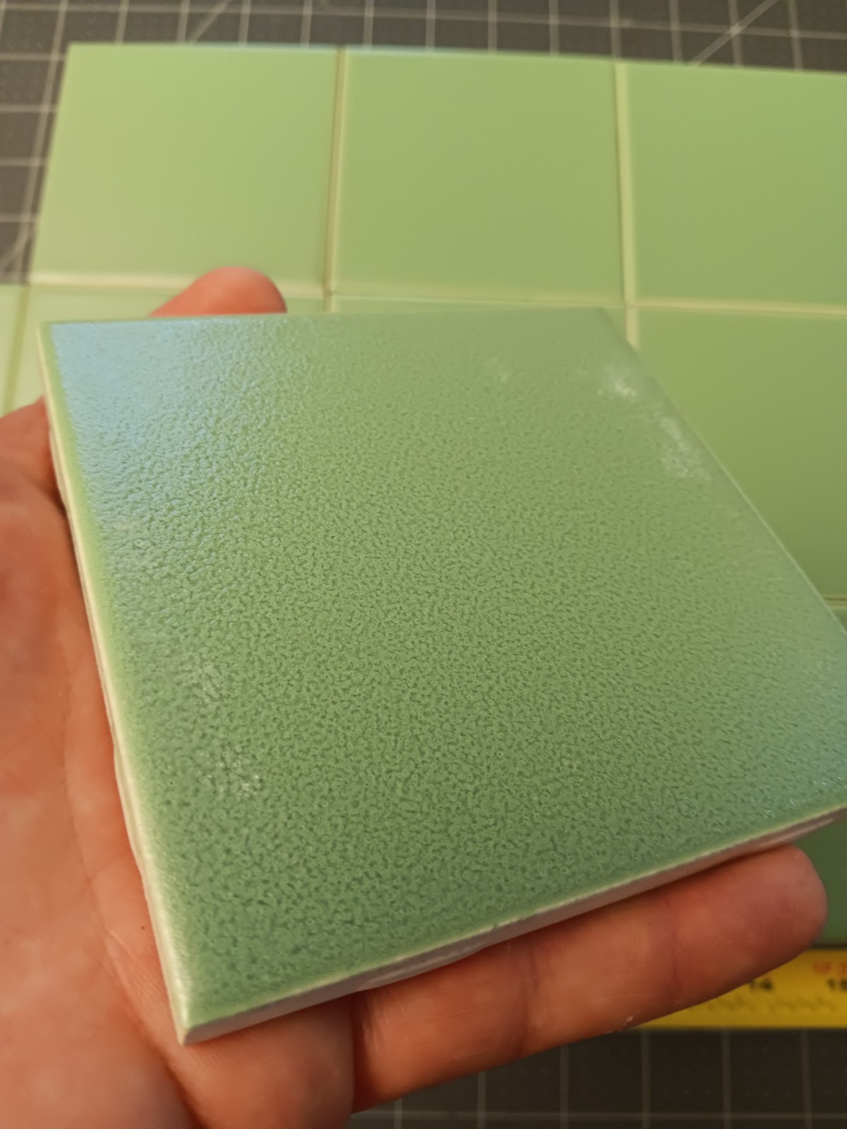 12 pc. Vintage Tile JADESHEEN GREEN CRYSTALLINE Bath Kitchen NOS American Olean