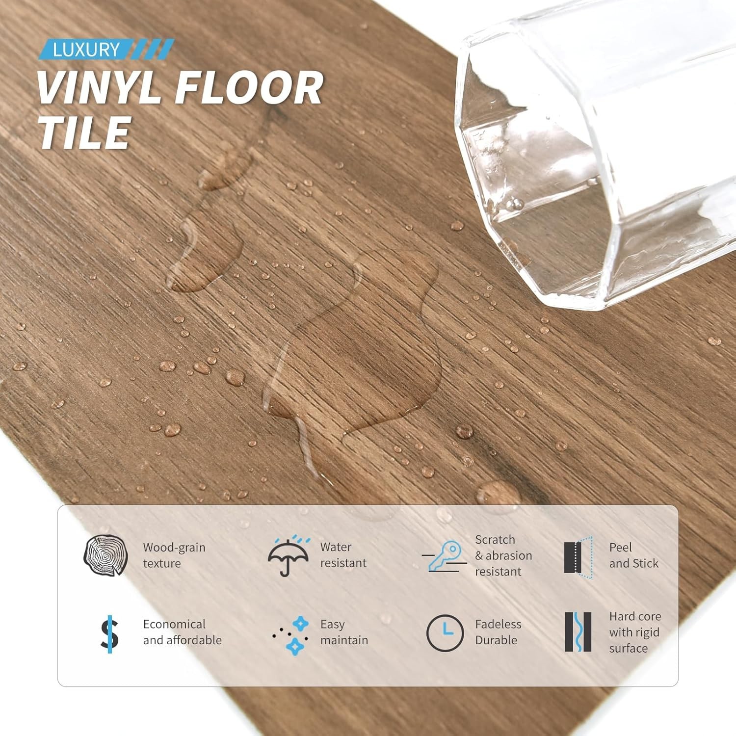Art3d 36-Pack 54 Sq.ft Peel and Stick Floor Tiles Vinyl Plank RV in Rosewood
