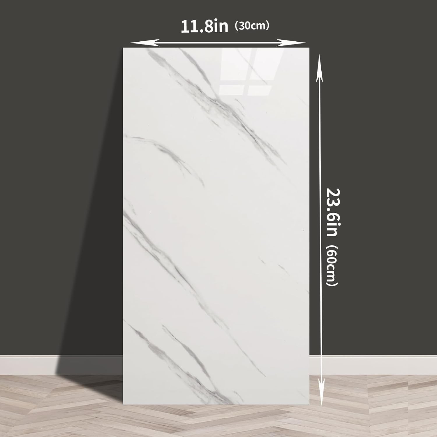Haimin Peel and Stick Wall Panels 10pc 23.6×11.8in Marble Look Backsplash Tile