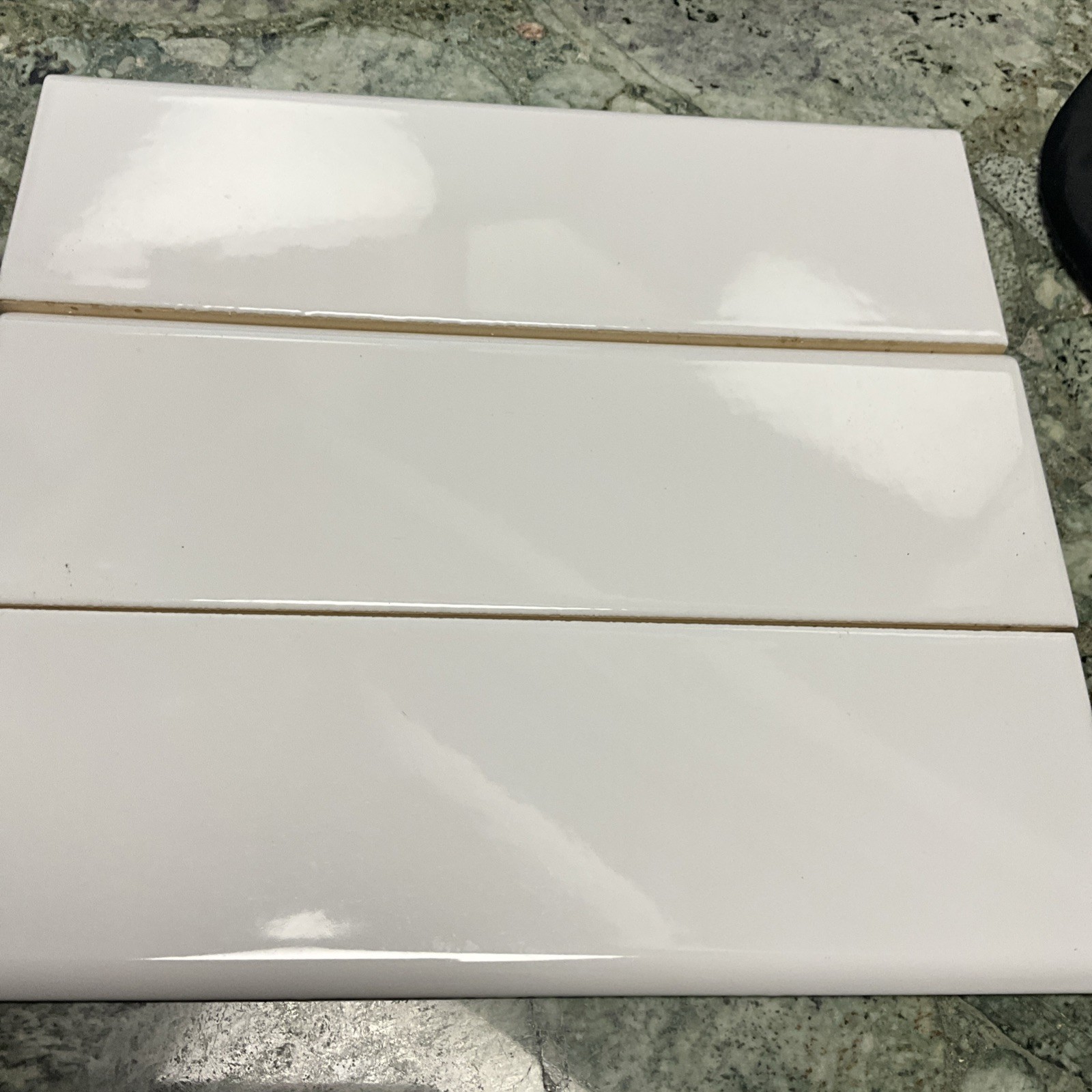 3 PCS of 3” X 10” White Gloss Bullnose Tile Trim By United States Ceramic Tile