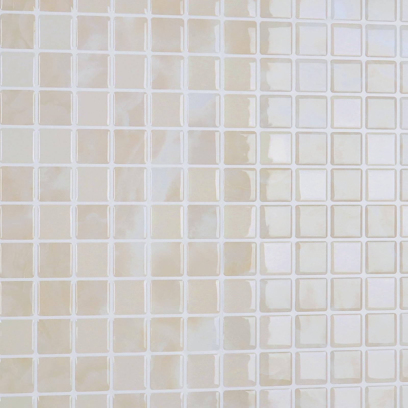 4 Sheets Beige Peel and Stick Backsplash Small Square Mosaic Stick on Tiles f…