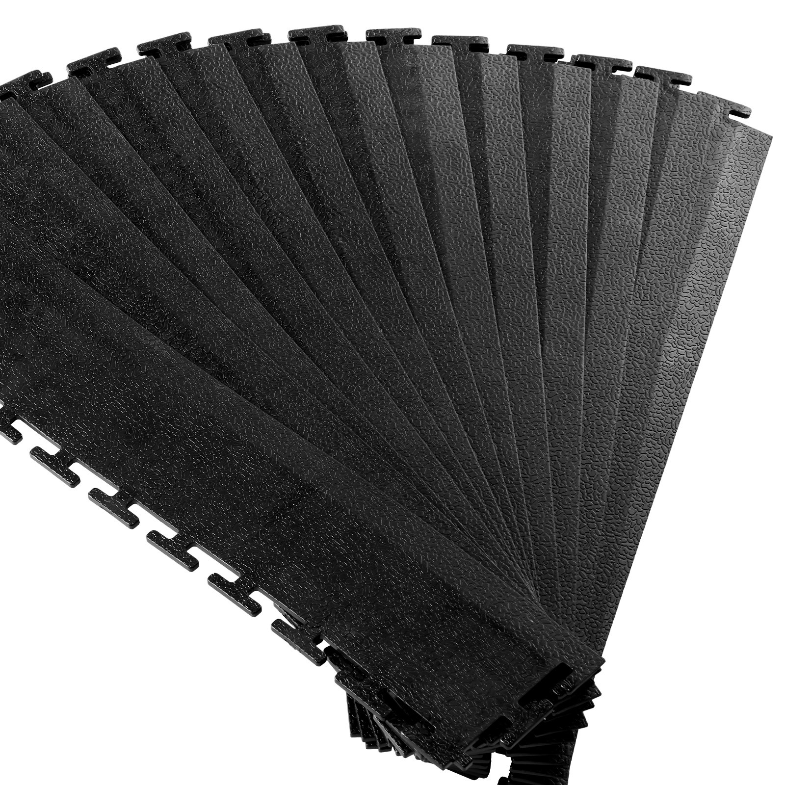 VEVOR Male Garage Floor Edge Kit 12 Edges 4 Corners PVC Interlocking Black