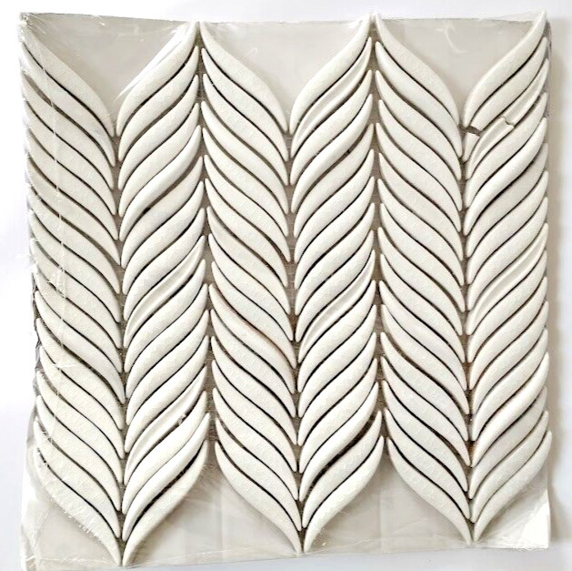 Delphi Alula Ceramic Tiles 1 x 2 Novelty Mosaic by Bond Tile Glacier White
