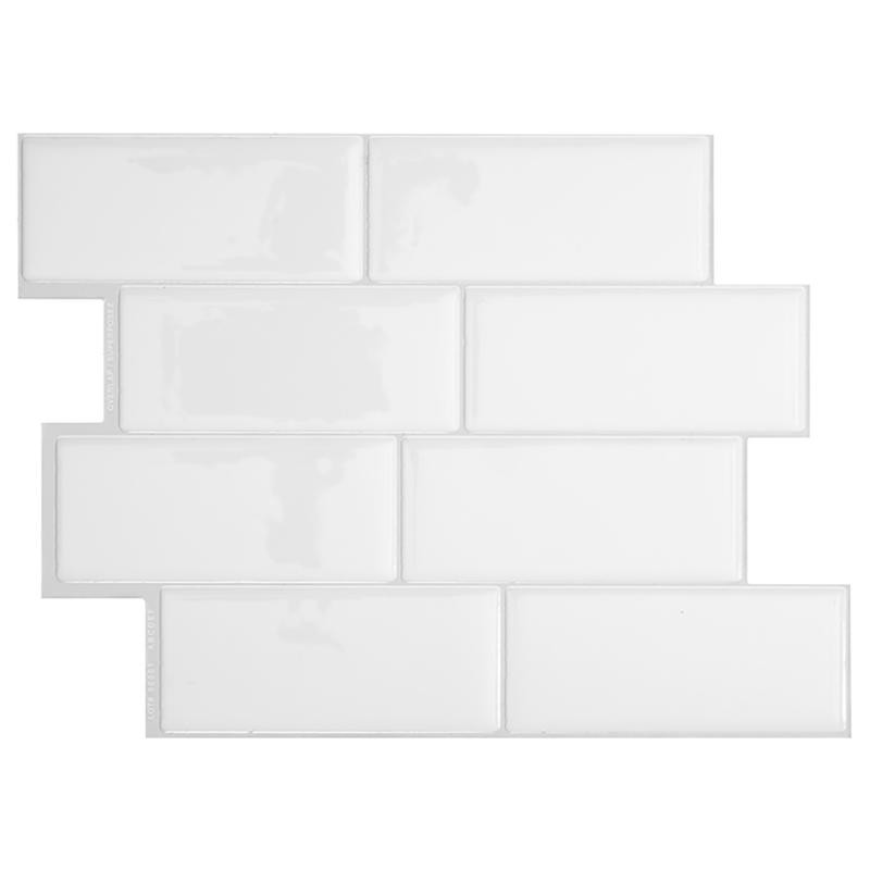 Smart Tiles White Mosaic Vinyl Adhesive Wall Tile 4 pc (6-Pack)