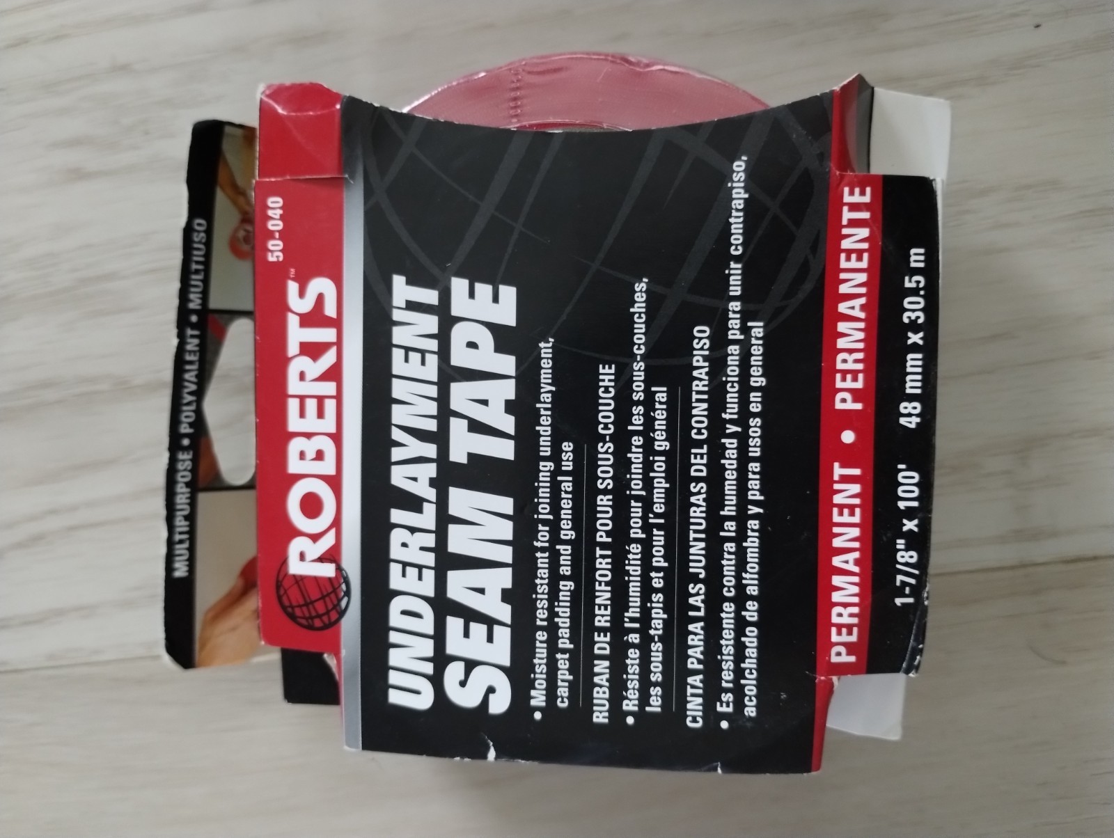 ROBERTS Seam Guard 1-7/8 in. x 100 ft. 48 mm x 30.5 m Underlayment Tape Roll Red