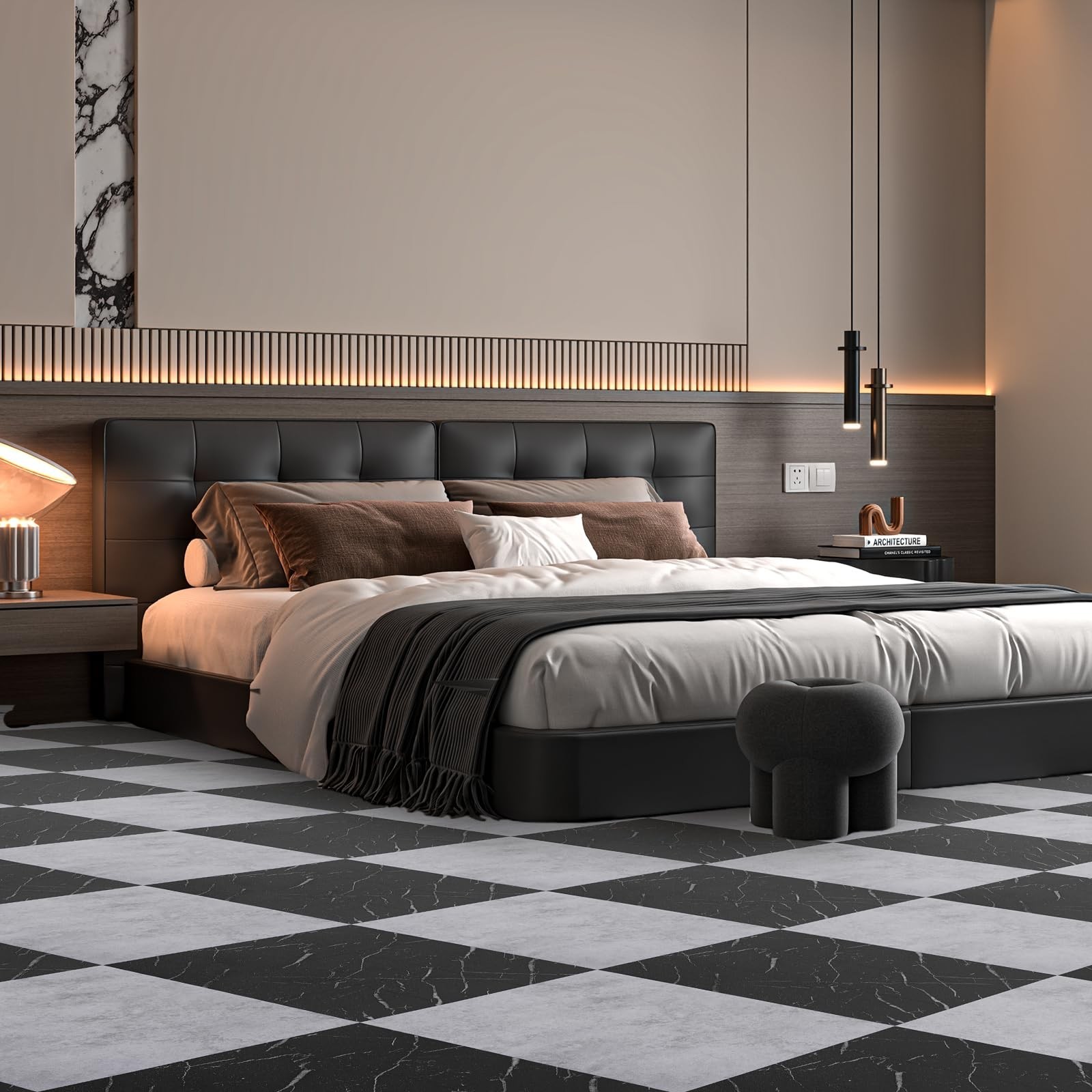 VallisCo 30-Piece 12×12 Floor Tiles 30 Sq Ft Waterproof Self-Adhesive Dark Gray