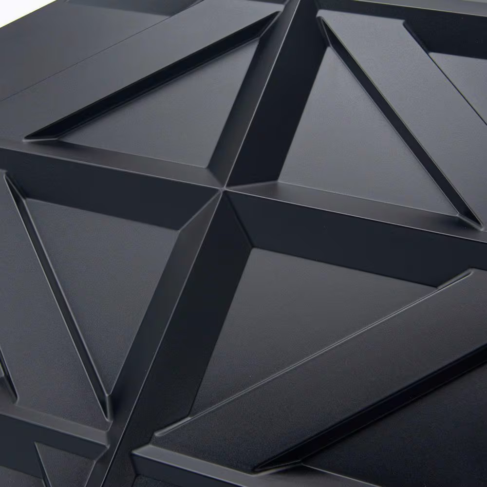 1/16 In. X 19.7 In. X 19.7 In. Black 3D PVC Wall Panel, Decorative Wall Tile in