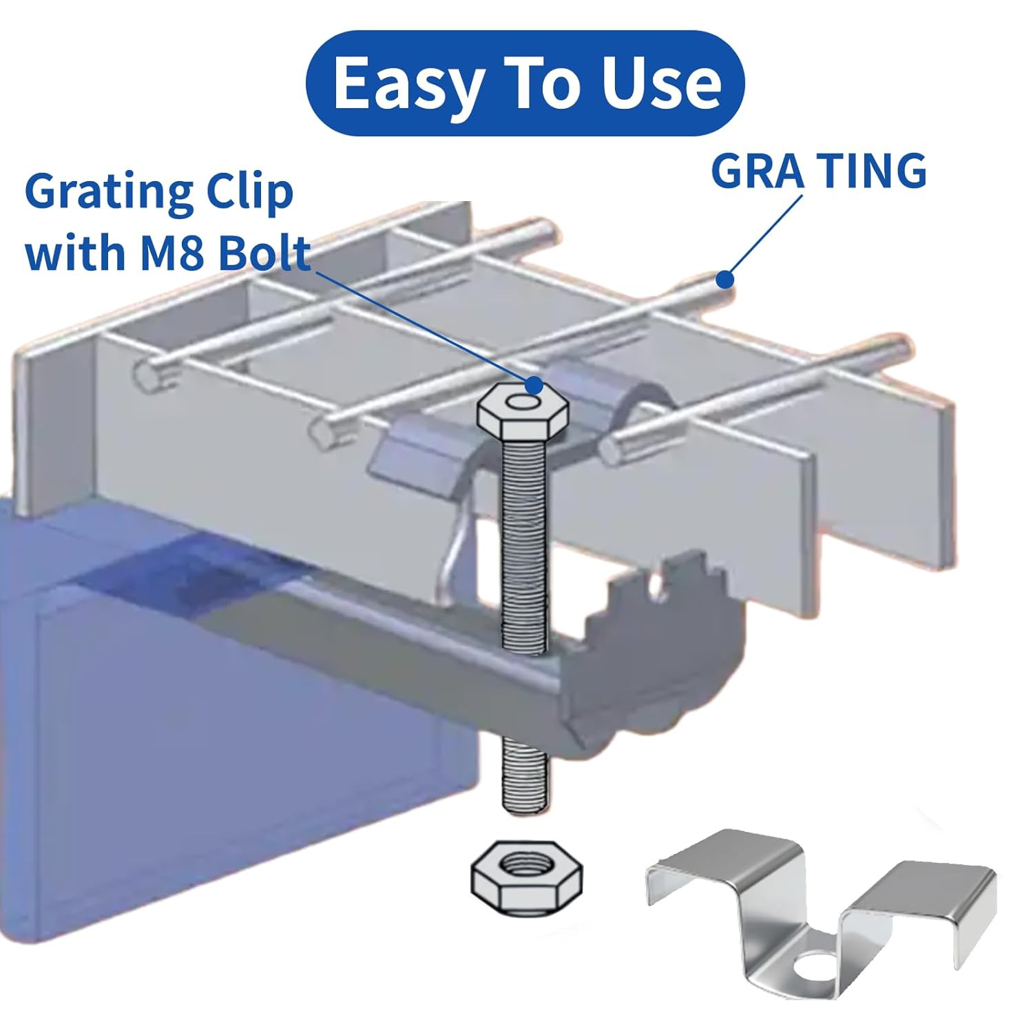 100 Pcs Grating Clips for Galvanized Carbon Steel Bar Saddle Clips for Drainage