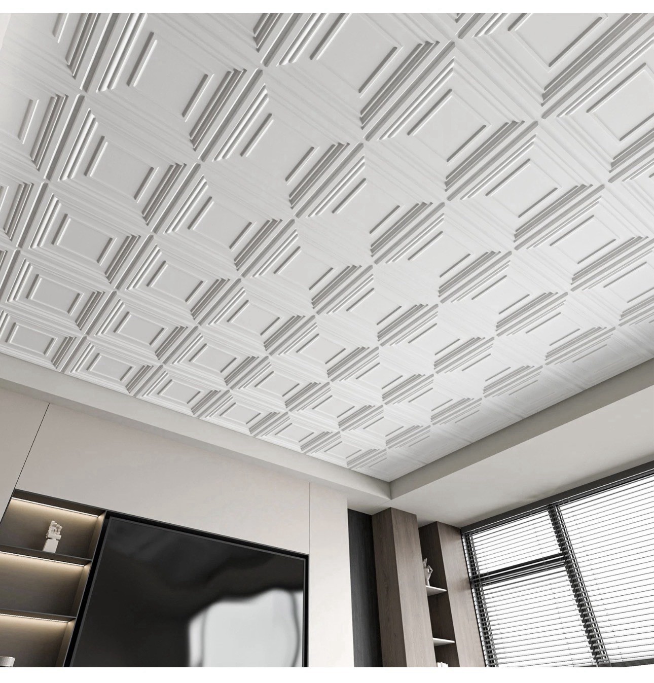 Art3d 12-Pack 24×24 Drop Ceiling Tiles 48 Sq.ft PVC Wall Panels for Home Decor