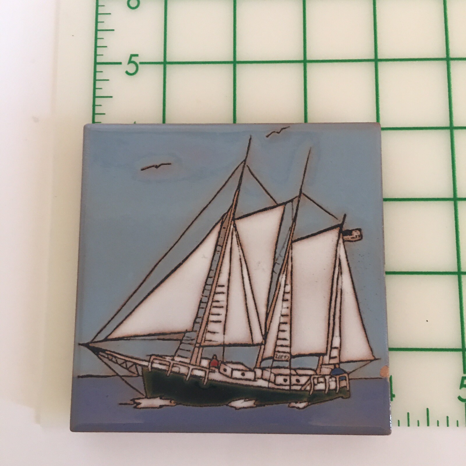 Maanum Custom Art Tile Sayner Wisconsin Sailboat Coaster Beach House Coastal