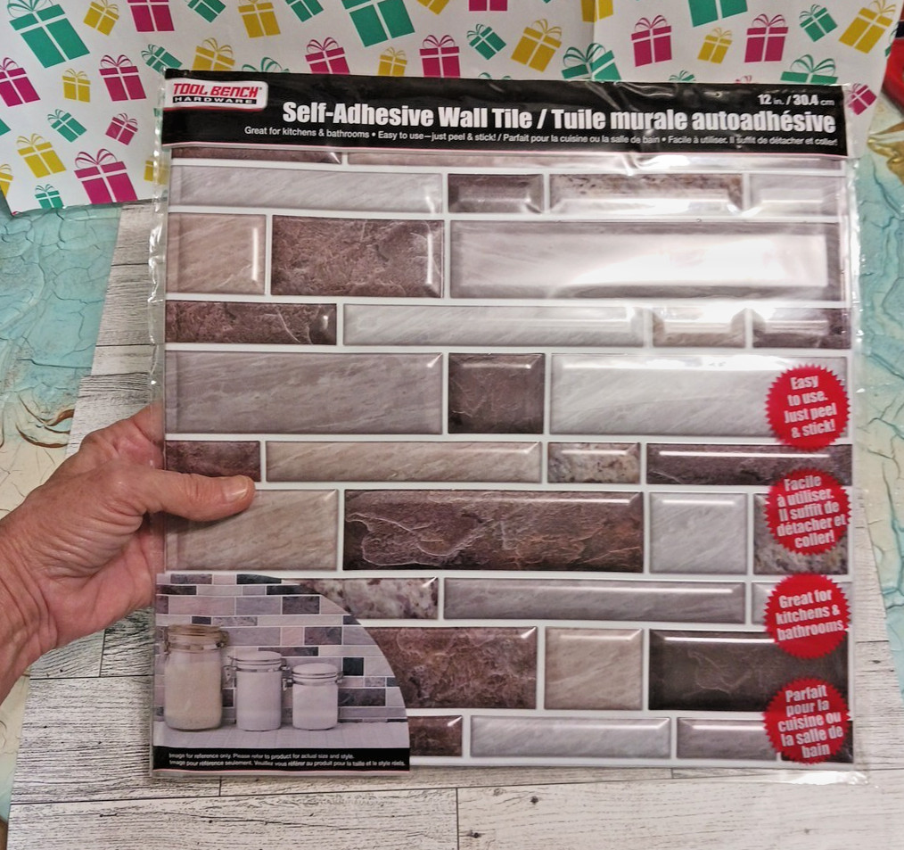 Wall Tile Gray & multi-color granite pattern. 10 piece plastic self adhesive 12″