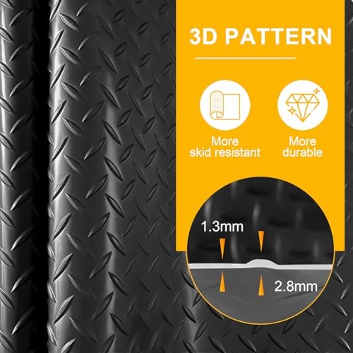 4x8FT Garage Floor Mat, 2.8mm Thickened Flooring Roll for Under 4*8FT Black