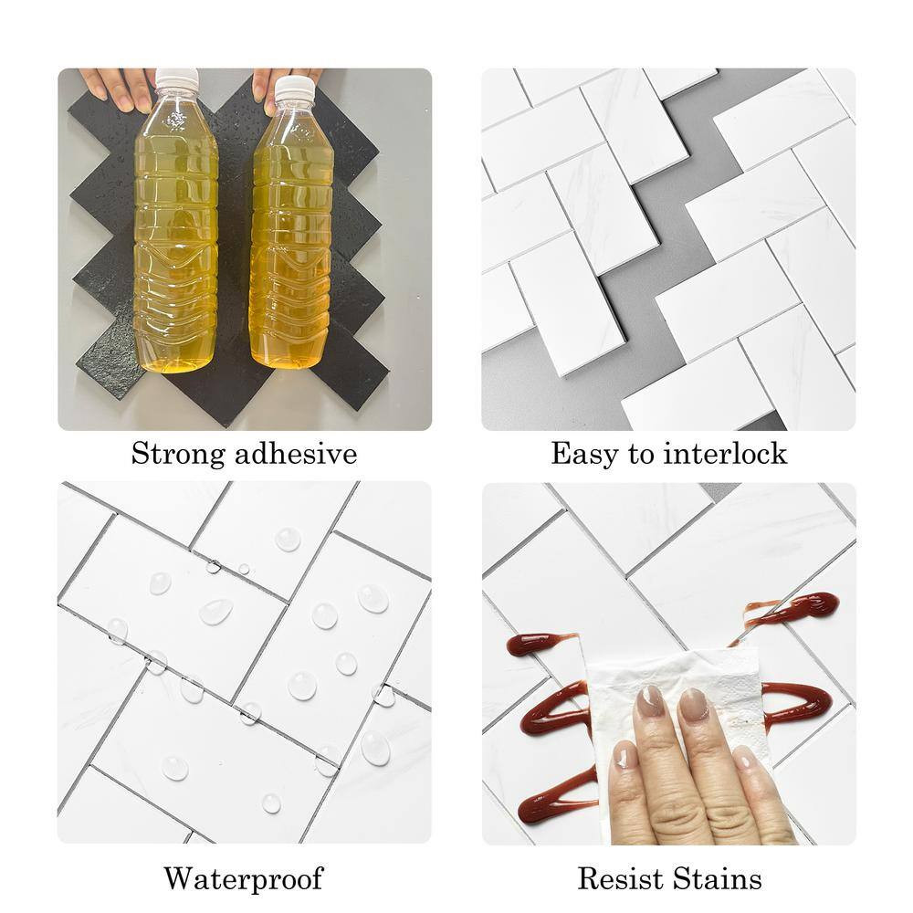 Marble 9.50 In. X 10.70 In. SPC Peel and Stick Backsplash Tile (0.7 Sq. Ft./Pack