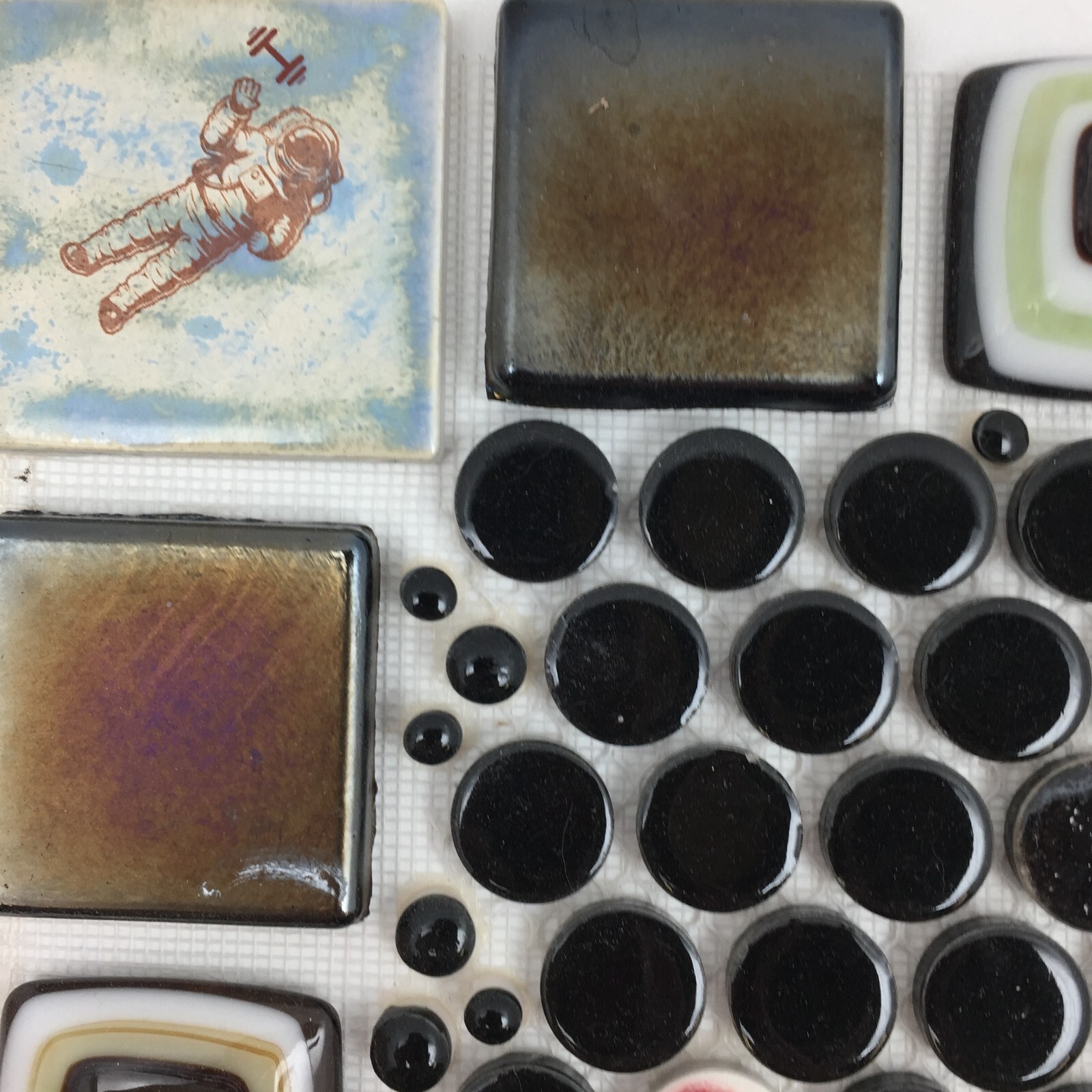 Tile Mosaic Panel, Ready To Install, Ceramic Glass Handmade Vintage 12.5 x 16