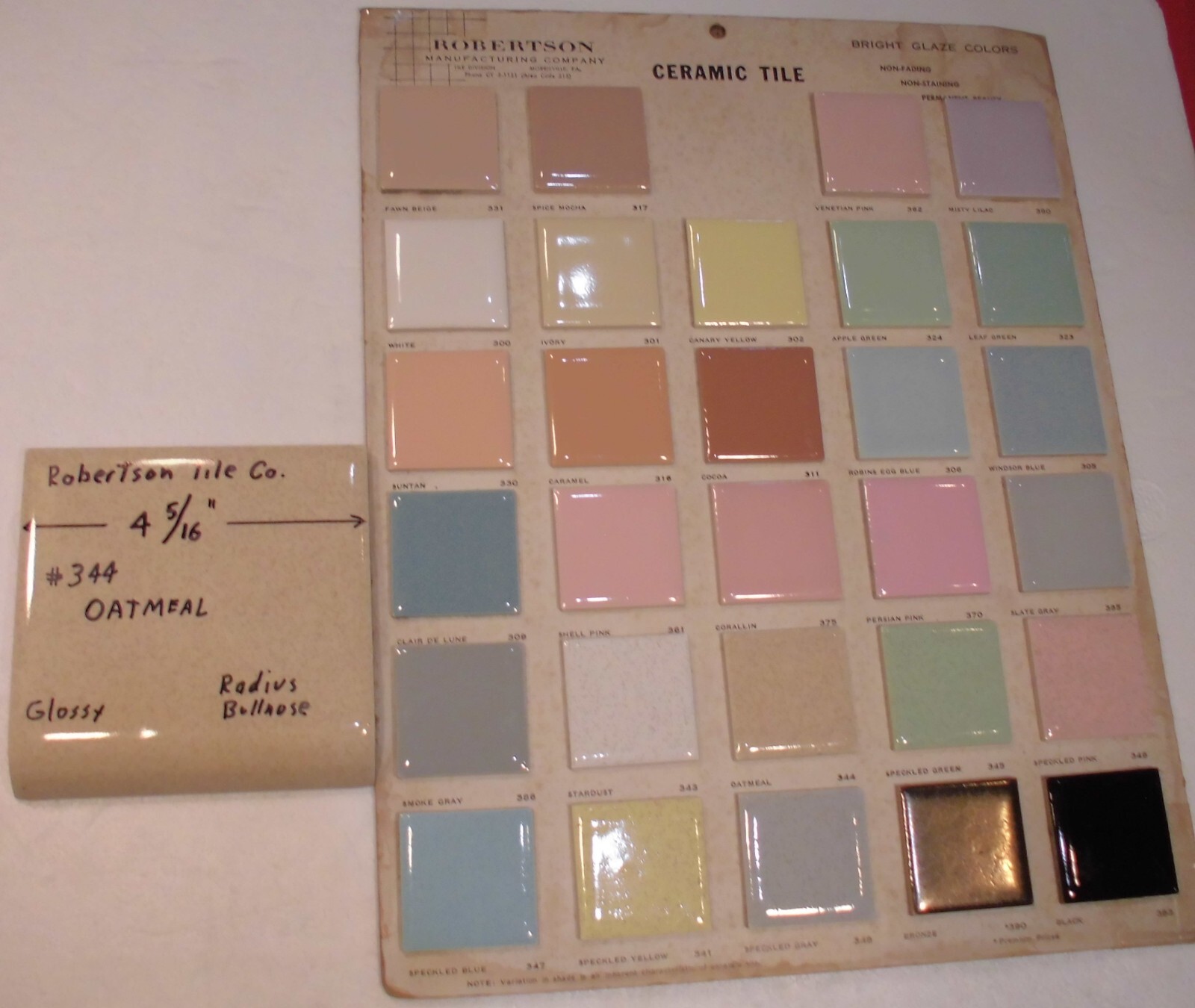 1 pc. Oatmeal-Buckwheat: Radius Bullnose Glossy Ceramic Tile Robertson 4-5/16″