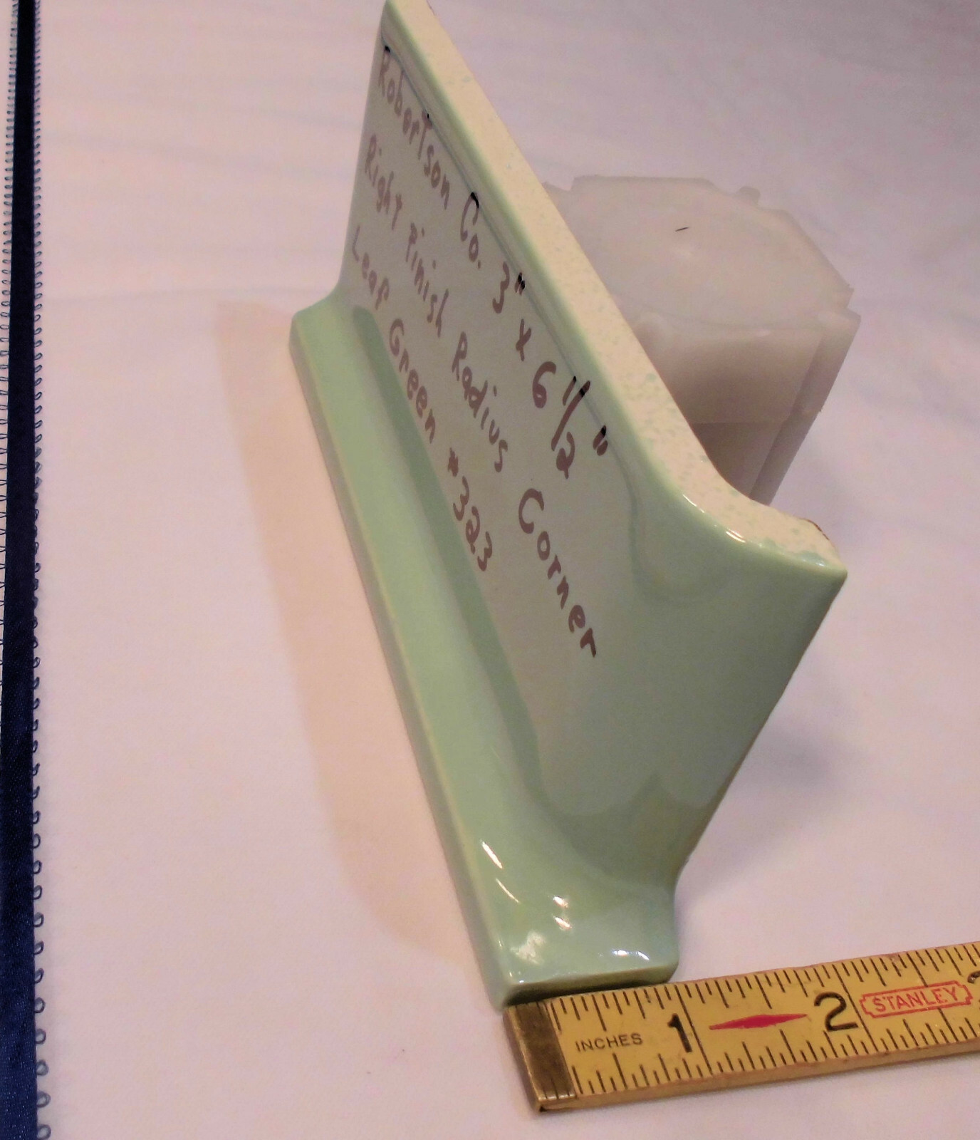 1 pc. Leaf Green; stack-on-top base/cove Ceramic Tile; Robertson; 3″ X 6-1/2″ R