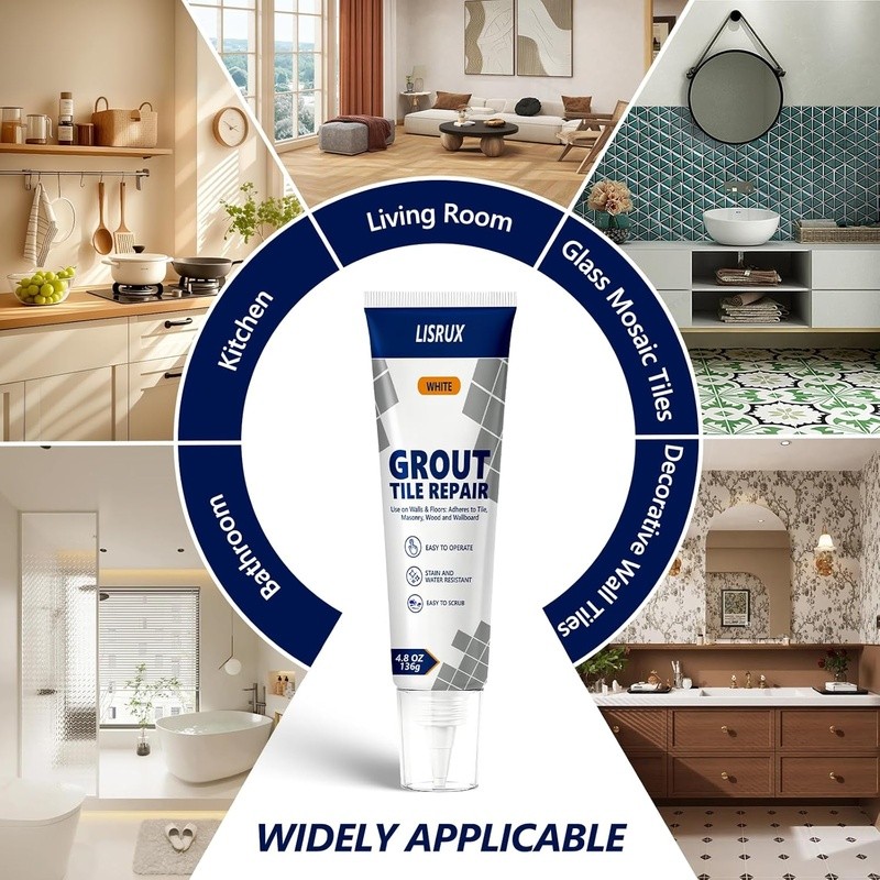 3-in-1 Tile Grout Repair Kit Waterproof Adhesive Cracks Stains Filling Renewing