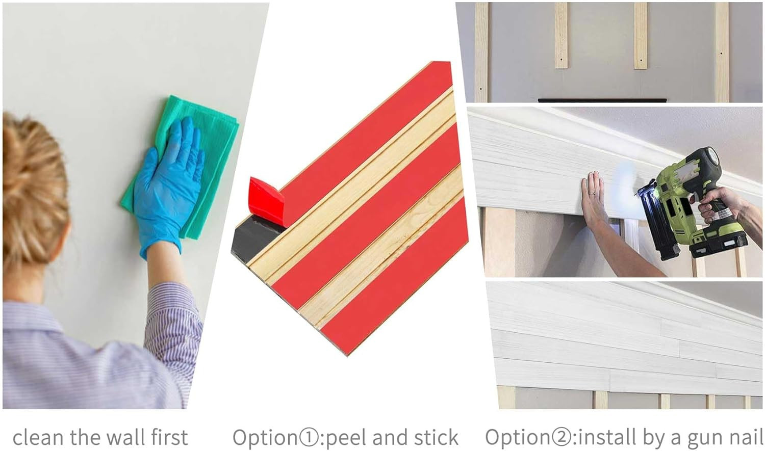 Peel and Stick Real Wood White Shiplap Wall Planks – 10 Pieces, 12.5 Sq Ft