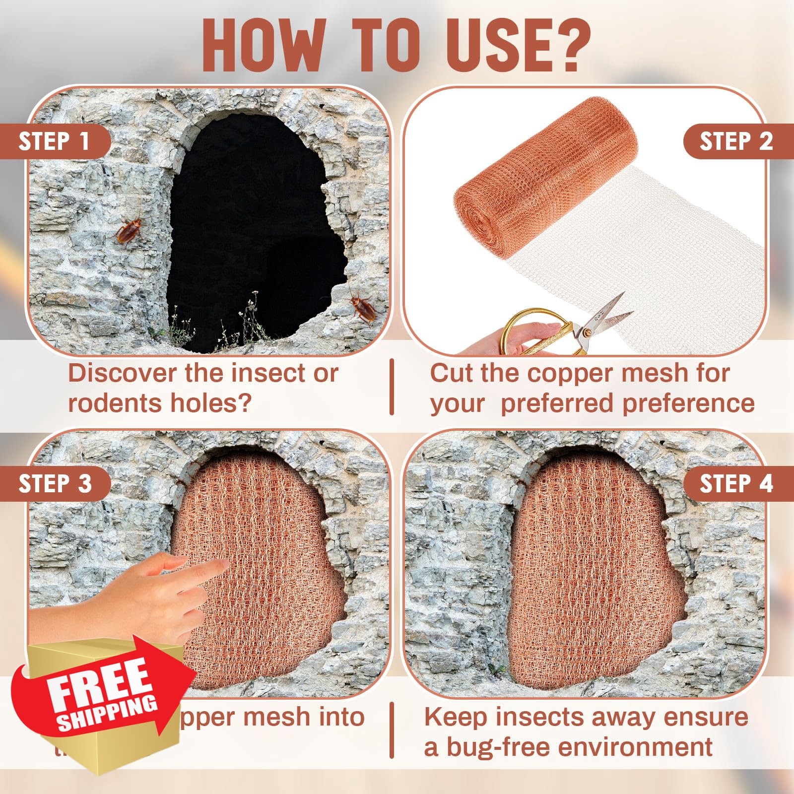 Gisafai 8″x100ft Copper Mesh Rodent Control 2pk