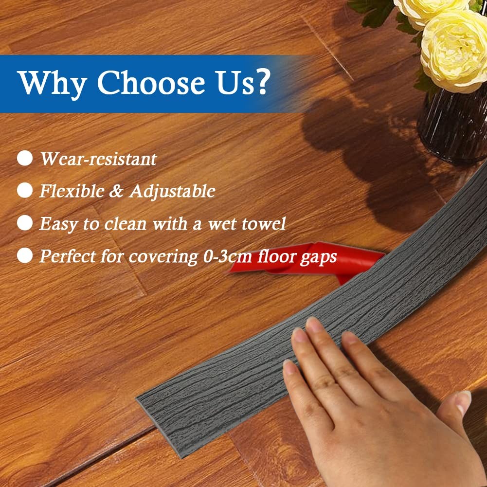 Wood Grain Floor Strip, 2″ Wide Self Adhesive, Transition, Dark Gray