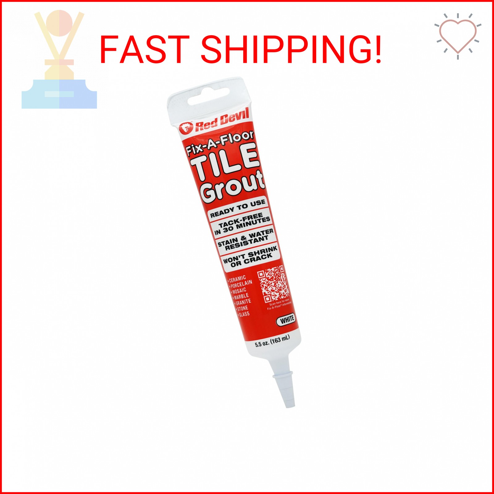 Fix-A-Floor Tile Grout – White – 5.5oz. Squeeze Tube
