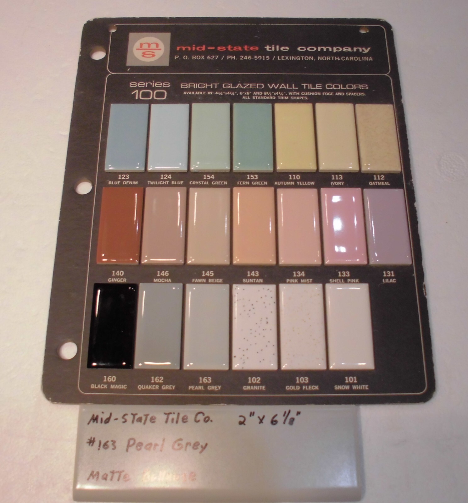 1 pc. Vintage Matte *Pearl Gray* 2” X 6-1/8” Surface Bullnose Ceramic Tile, NEW