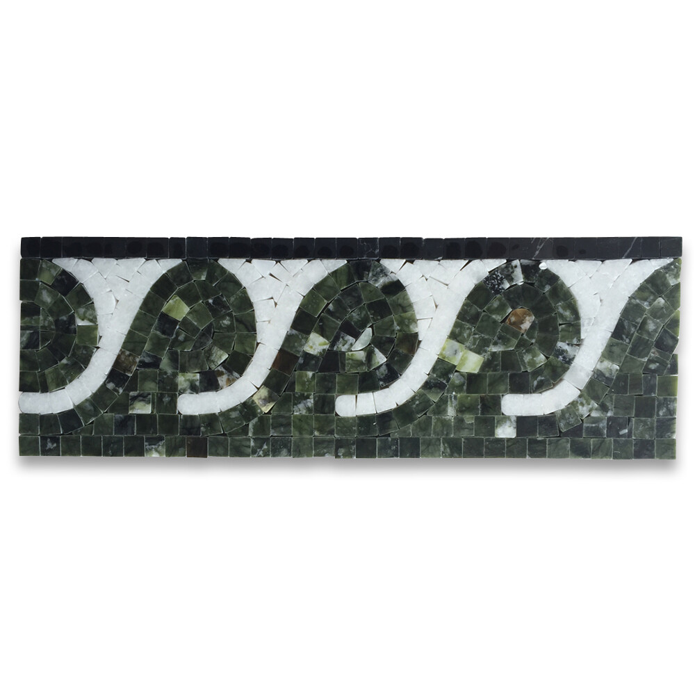 B0015P Marble Mosaic Border Accent Listello Tile Surf Green 4×12 Polished