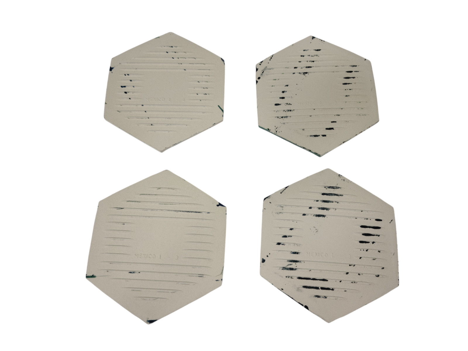 Green Ceramic Tile Hexagon Subway Marble Mosaic Vintage Mid Century Modern Retro
