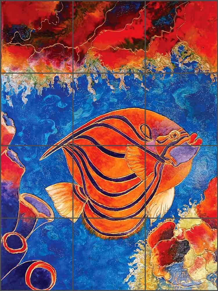 Fish Tile Backsplash Micheline Hadjis Sea Life Art Ceramic Mural MHA057