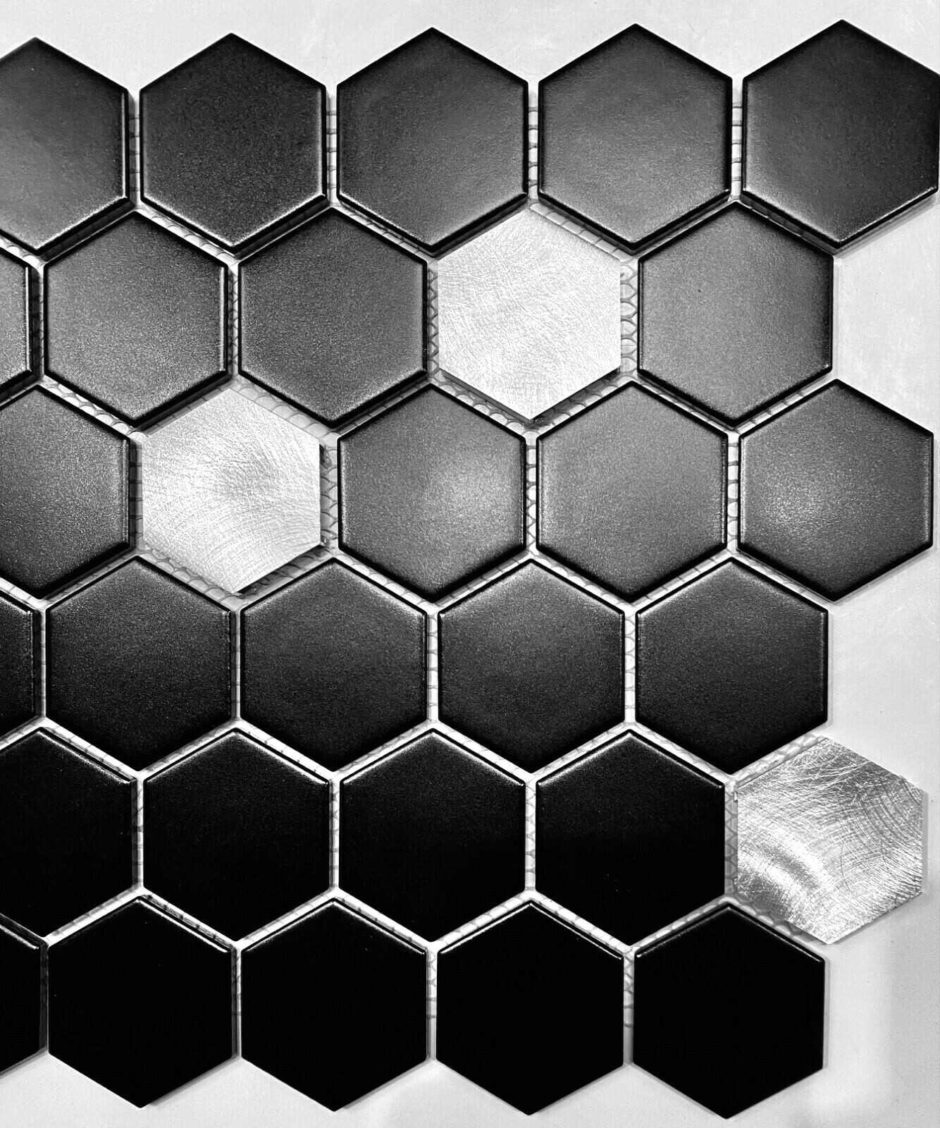 Brushed Aluminum 2 inch Hexagon Mosaic Backsplash Arts Crafts Tile (Pack of 10)