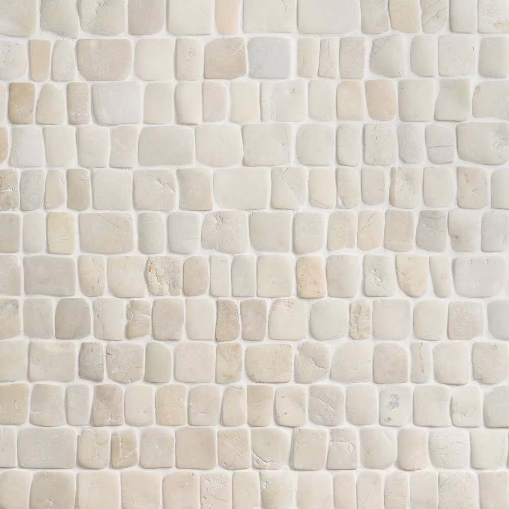 Countryside Pathway Lovina White 11.81 In. X 11.81 In. Natural Stone Mosaic Wall