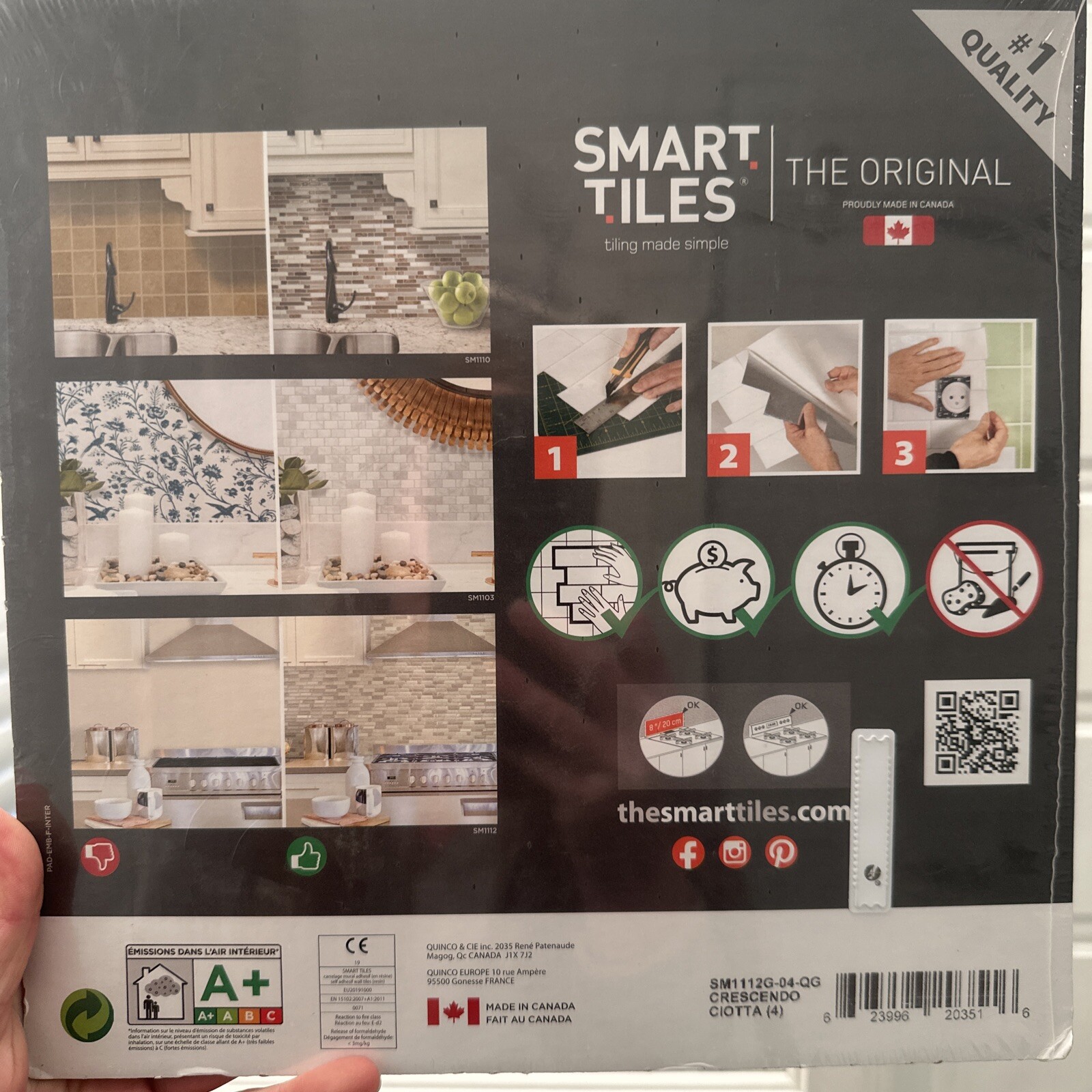 SMART TILES Crescendo Ciotta- DIY Vinyl Peel & Stick Backsplash 20 Sq Ft Boat RV