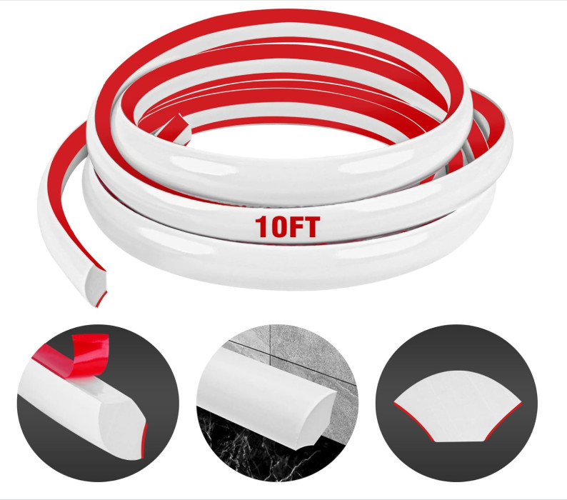 Flexible Quarter round Molding Self Adhesive (White, 10 Ft) Peel and Stick Flexi