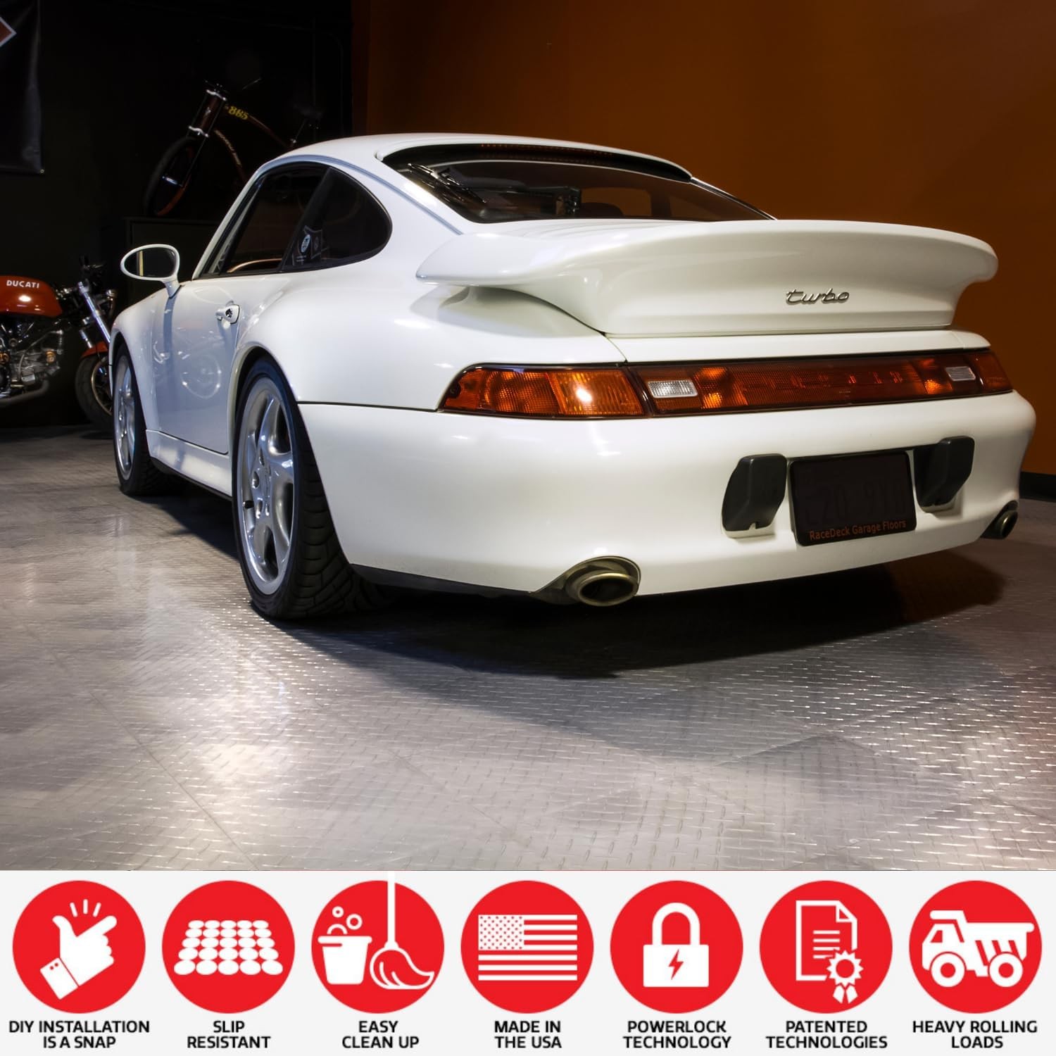 RaceDeck Garage Floor Tiles Interlocking Garage Flooring Diamond Plate Pattern