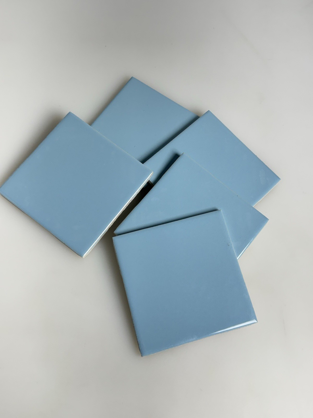 5 pc. Medium Blue 4-1/4″ Glossy Ceramic Tile; United States Tile Co. 1990’s NOS
